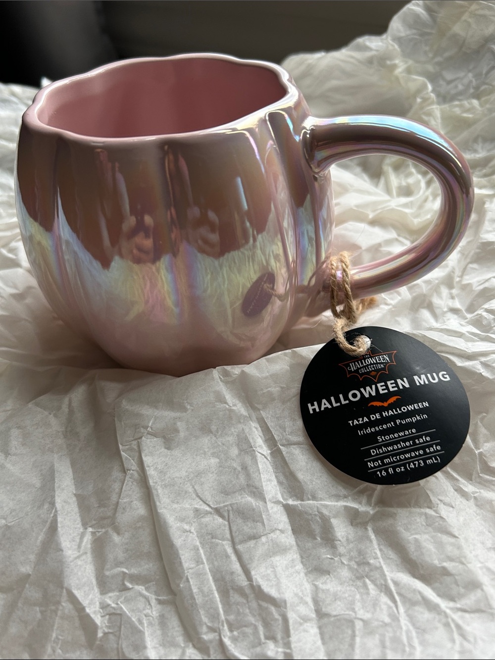 Hallmark Iridescent Pink Pumpkin Mug with Shimmer